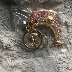 Elegant Pink and Gold Dolphin Key Holder
